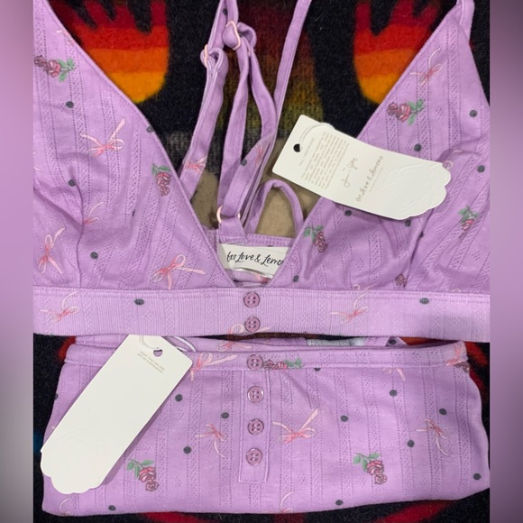 NWT For Love and Lemons Size XL Lavender Floral Bra & Set - Picture 5 of 12